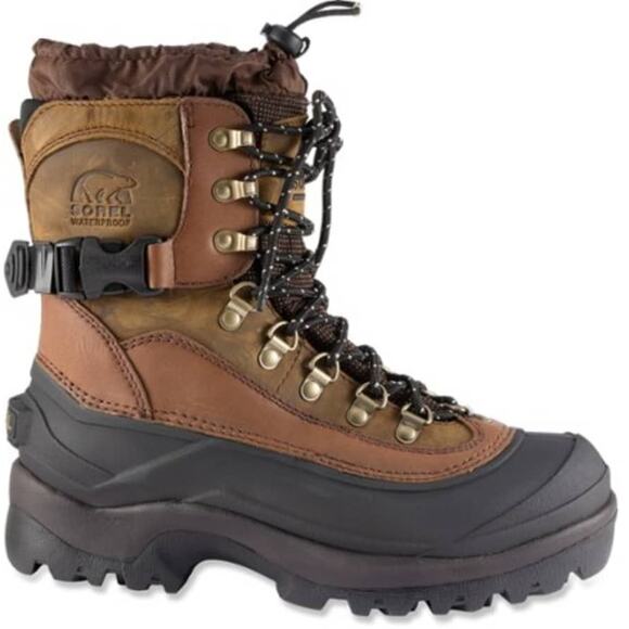 Sorel Brown Leather Black Waterproof Outdoor Conquest Lace Up Boots Size 10 - Picture 1 of 10
